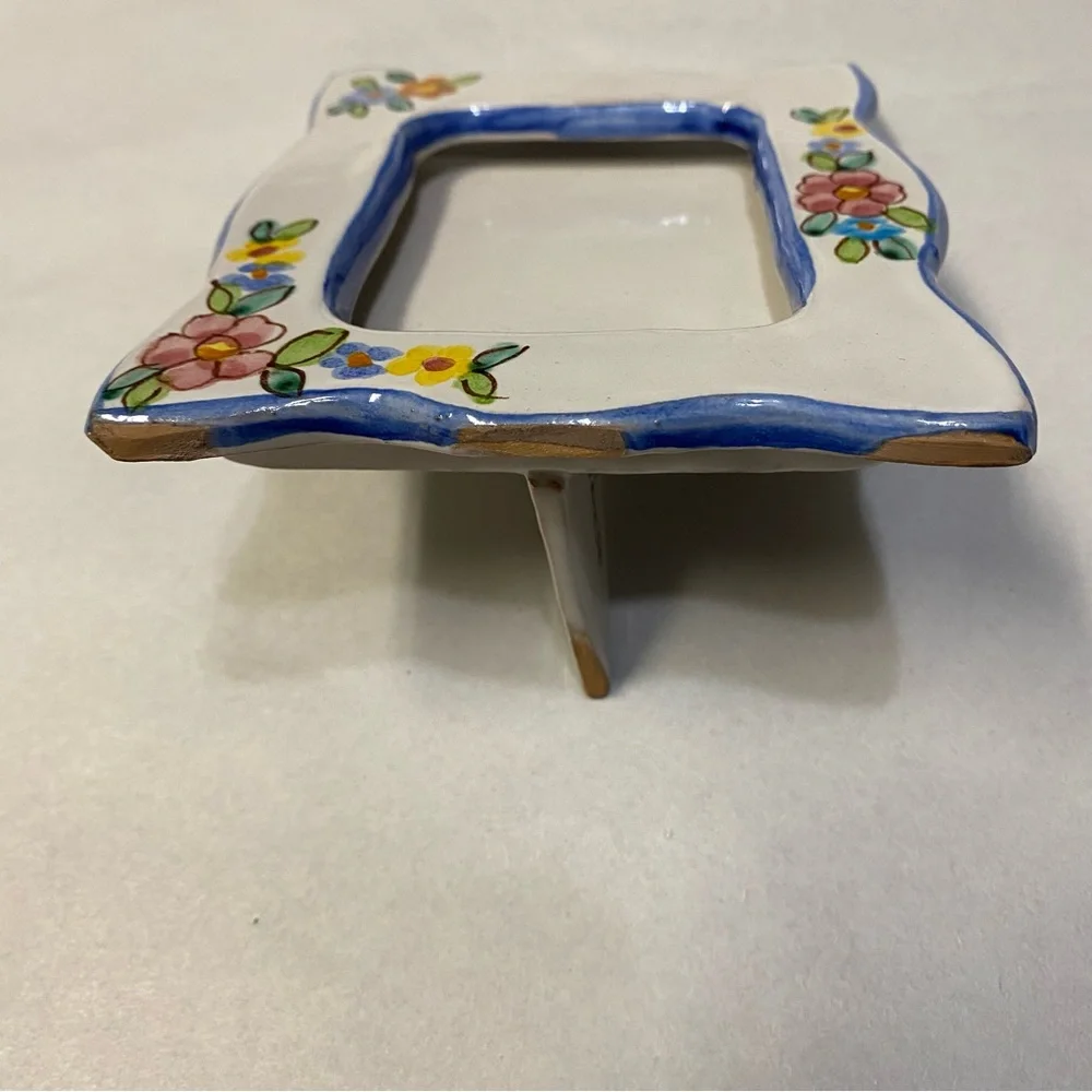 La Vietrese Italy Picture Frame Ceramic Hand Painted Colorful Floral Collectible